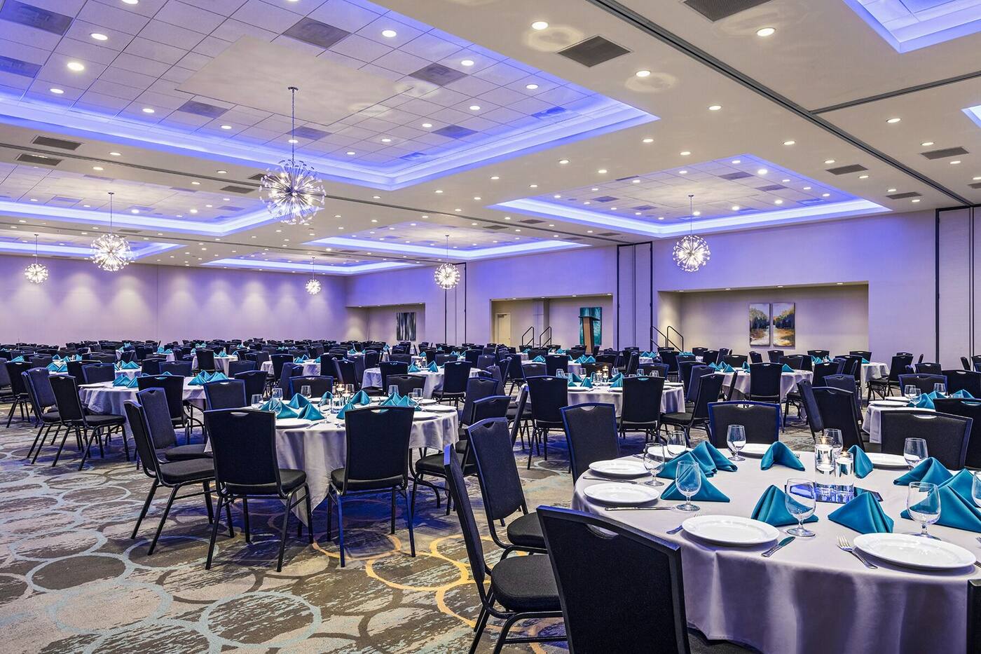 Grand Ballroom at Courtyard Dallas Carrollton prepared for a banquet